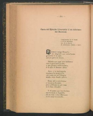 Carta del Ejército Libertador a un miliciano del Nacional.