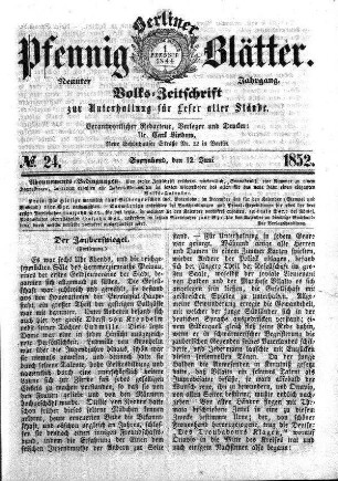 No. 24, Sonnabend, den 12. Juni