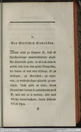 1. Von Physischen Eindrücken