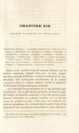 Chapitre XIX. Histoire naturelle et productions