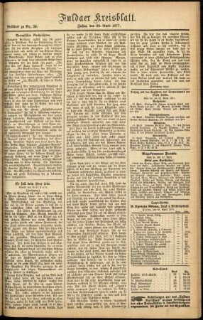 Zweite Ausgabe vom Samstag, den 28. April 1877.