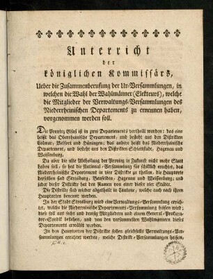 1-16, Unterricht der koeniglichen Kommissaers