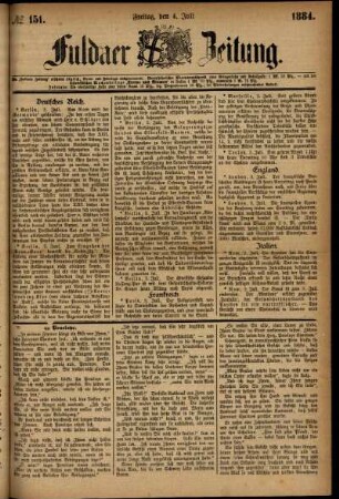 Ausgabe vom Freitag, den 04. Juli 1884.