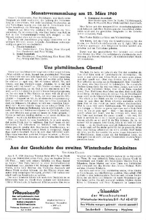Monatsversammlung am 25. März 1960