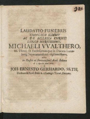 Laudatio Funebris Theologo Summo ...