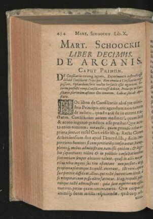 Mart. Schookii Liber Decimus. De Arcanis.