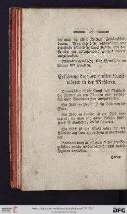 Erklärung der vornehmsten Kunstwörter in der Mahlerey