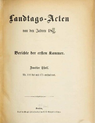 Landtags-Akten. Berichte der 1. Kammer. 1877/78, Bd. 2