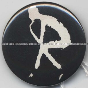 Rodin-Ausstellung, Button mit der Plastik "Denker" (stilisiert) von Auguste Rodin