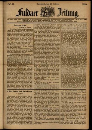 Ausgabe vom Samstag, den 21. Februar 1885.