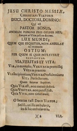 2r-2r, Jesu Christo Messiae, Christiani Viatoris ...