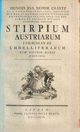 Henrici Joa. Nepom. Crantz ... Stirpium Austriarum fasciculus ..., 3
