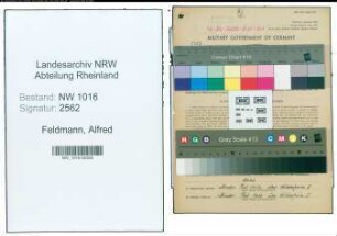 Entnazifizierung Alfred Feldmann , geb. 24.09.1902 (Zollsekretaer)