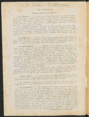 El patriarca - Algunos juicios de la prensa