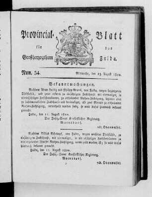Num. 34, Ausgabe vom 23. August 1820