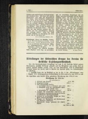 Mitteilungen der süddeutschen Gruppe des Vereins für christliche Erziehungswissenschaft