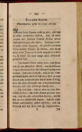 Das achte Kapitel. Ehrenhalber geht es nicht anders.