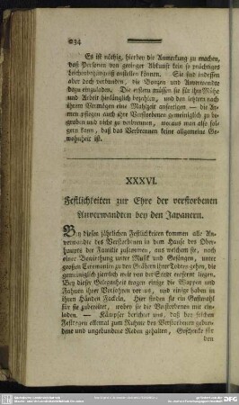 XXXVI. Festlichkeiten zur Ehre der verstorbenen Anverwandten bey den Japanern