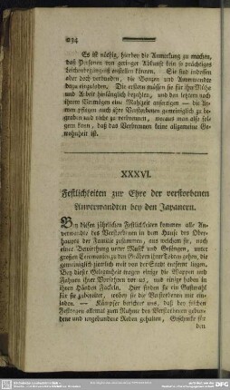 XXXVI. Festlichkeiten zur Ehre der verstorbenen Anverwandten bey den Japanern