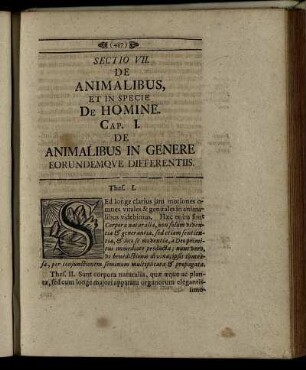 Sectio VII. De Animalibus, Et In Specie De Homine.
