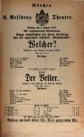 Königliches Hof- und Nationaltheater. 1872