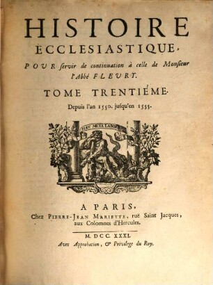 Histoire Ecclesiastique. 30, Depuis l'an 1550. jusqu'en 1555