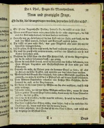 Neun und zwanzigste Frage, Ob du die, die dir angetragen worden, heyrathen solst oder nicht?
