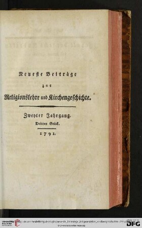 Zweyter Jahrgang. Drittes Stück