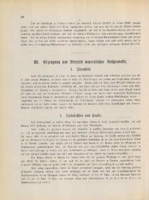 III. Erzeugung und Vertrieb mineralischer Rohprodukte.