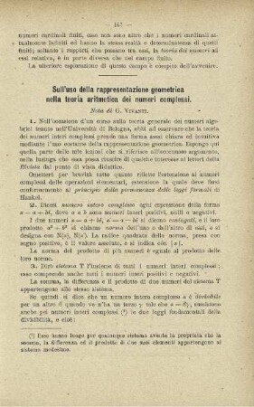 Sullùso della rappresentazione geometrica nella teoria aritmetica dei numeri complessi.