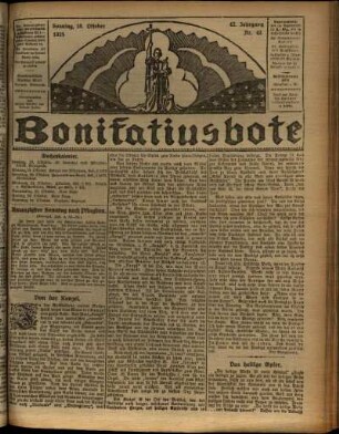 Erste Ausgabe vom Sonntag, den 18. Oktober 1925.