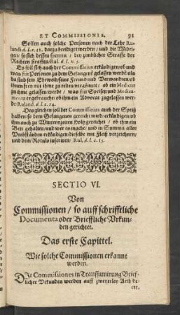 Sectio VI. Von Commissionen/ so auff schrifftliche Documenta ...