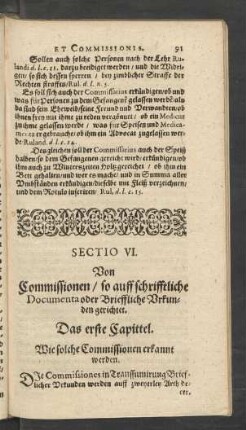 Sectio VI. Von Commissionen/ so auff schrifftliche Documenta ...