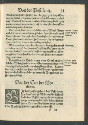 Von der Cur der Pestilentz.