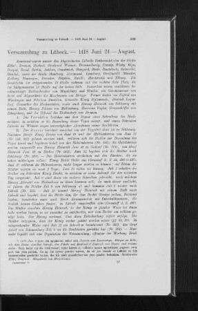 Versammlung zu Lübeck. - 1418 Juni 24 - August.