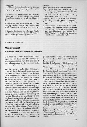Marientempel. Zum Namen des Karthäuserklosters Ahrensbök