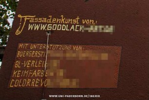 Fassadenkunst von: {URL} | MIT UNTERSTÜTZUNG VON: {URL}