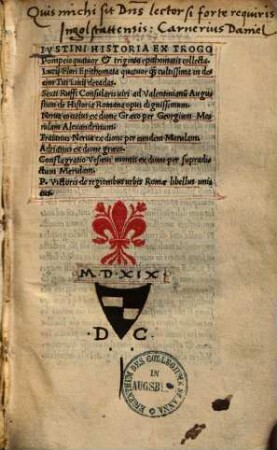 Iustini Historia Ex Trogo Pompeio : quatuor et triginta epithomatis collecta