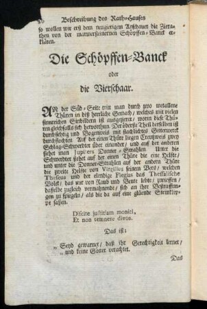 Die Schöpffen-Banck oder die Vierschaar.
