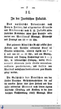 II. In der juridischen Fakultät.
