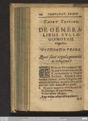 Caput Tertium. De Generalibus Syllogismorum regulis.
