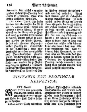 Visitatio XXV. Provinciæ Helveticæ