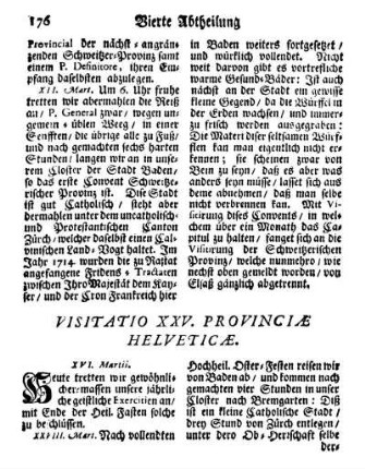Visitatio XXV. Provinciæ Helveticæ