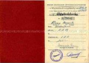 Mitgliedsbuch des FDGB aus dem Jahr 1952