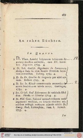An rohen Büchern (Nr. 1-58)