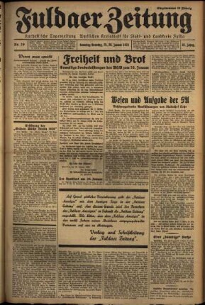 Erste Ausgabe vom Samstag, den 25. Januar 1936.