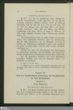 Abschnitt III. Von der unmittelbaren Erwerbung des Bergbaurechts bei dem Erzbergbaue