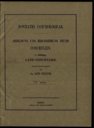 Novitates conchologicae. Abbildung und Beschreibung neuer Conchylien I. Abtheilung: Land-Conchylien. 34. Lieferung.