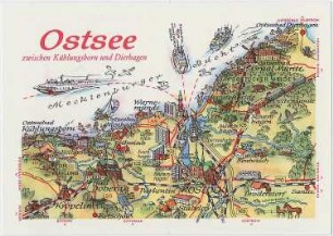 Schematische Übersichtskarte, Ostsee zwischen Kühlungsbron und Dierhagen, Ansichtskarte