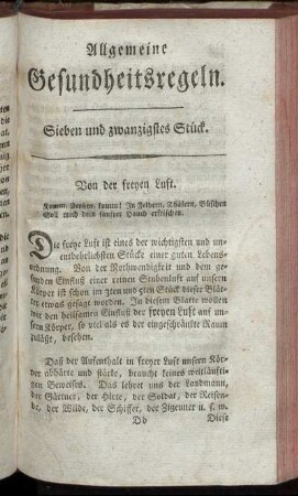 Sieben und zwanzigstes Stück.